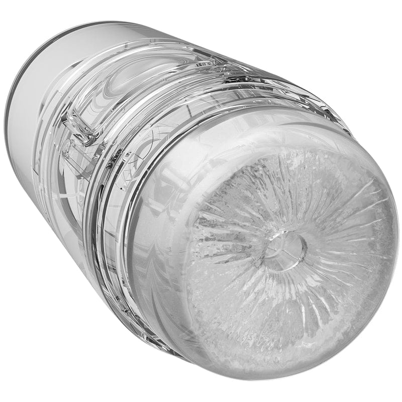 Doc Johnson Transparent Optix Crystal Dual - Opening Main Squeeze Pop - Off Masturbator