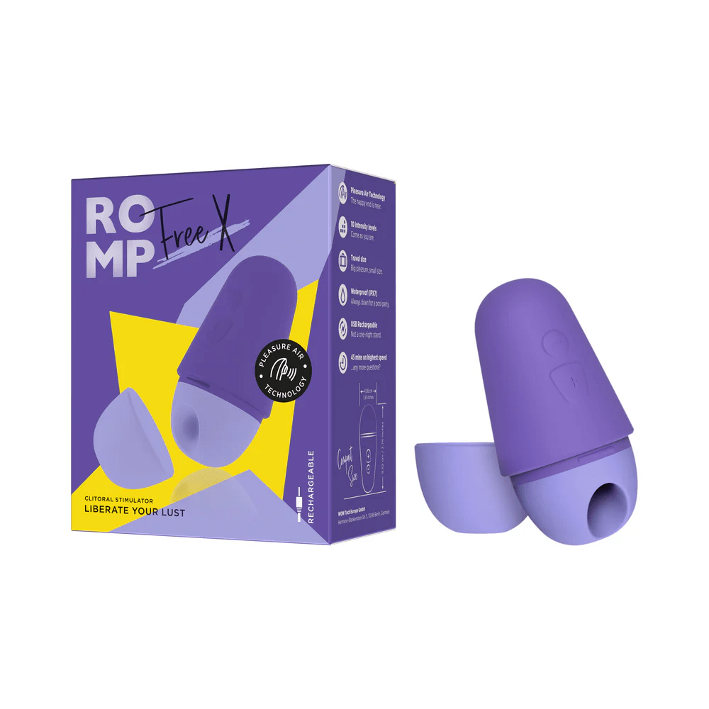 Portable Purple Romp Free X Clitoral Stimulator with 10 Intensity Levels