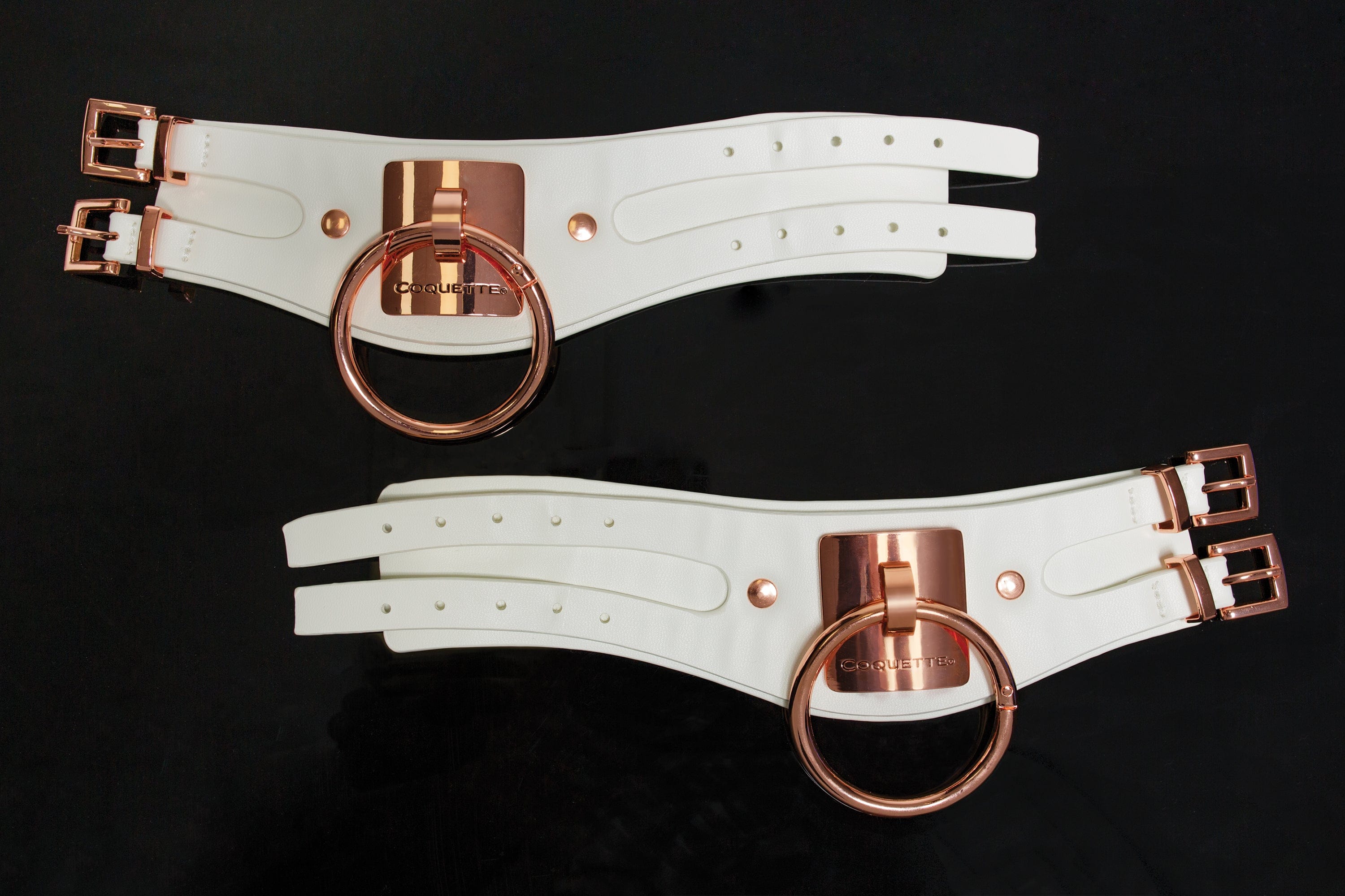 Coquette Style Vegan Leather Elegant White Bondage Handcuffs for Discreet Play