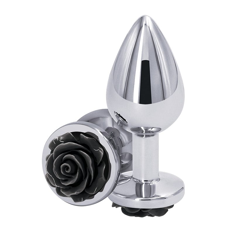 NS Novelties Lightweight Chrome-plated Rose Medium Rear Anal Plug