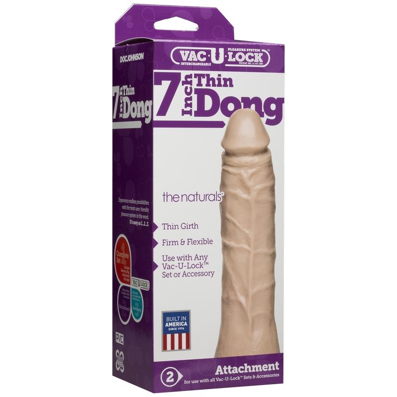 Doc Johnson Vanilla-scented 7-inch Thin and Realistic Vac-u-Lock Natural Dong for Adult Fun