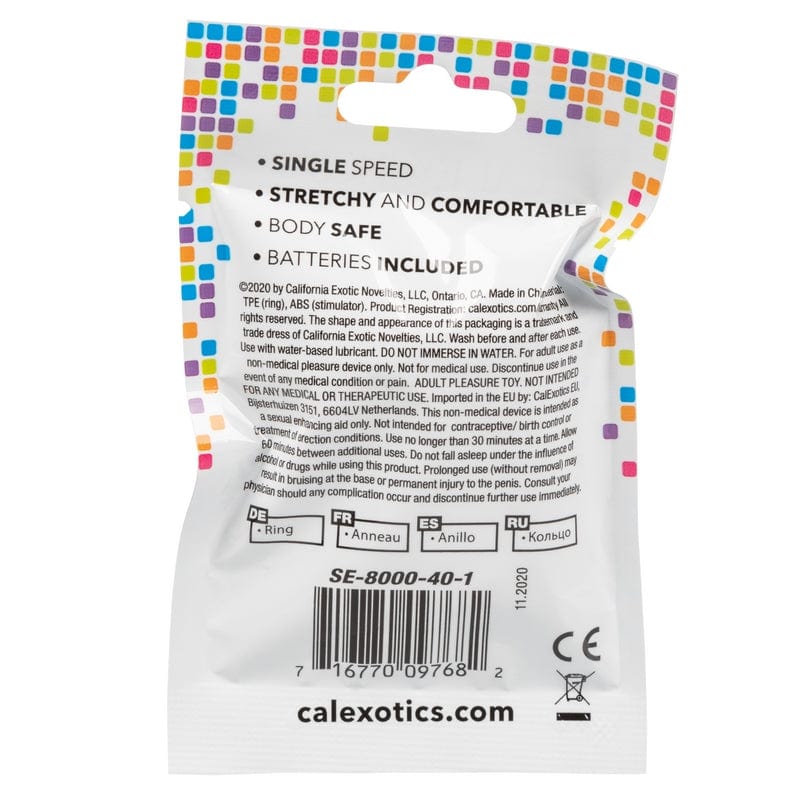 Purple Calexotics Super - Stretchy Vibrating Cock Ring in Foil Pack