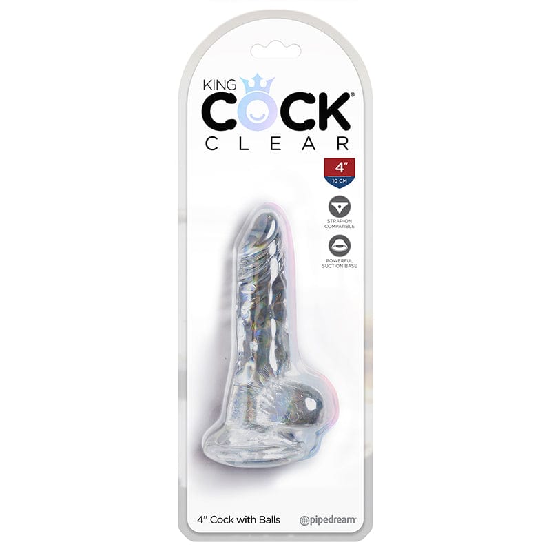 Pipedream Products Translucent King Cock Dildo with Realistic Balls and 4 Inches Length