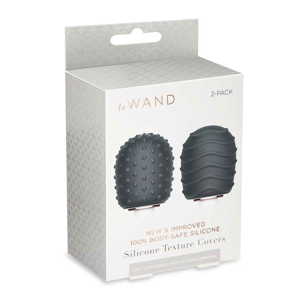 Le Wand Rechargeable Massager's Silicone Covers with Droplet and Spiral Textures