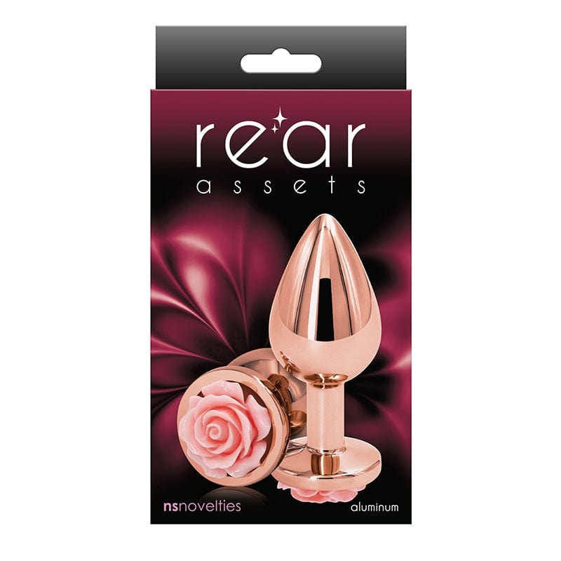 NS Novelties Lightweight Chrome-plated Rose Medium Rear Anal Plug