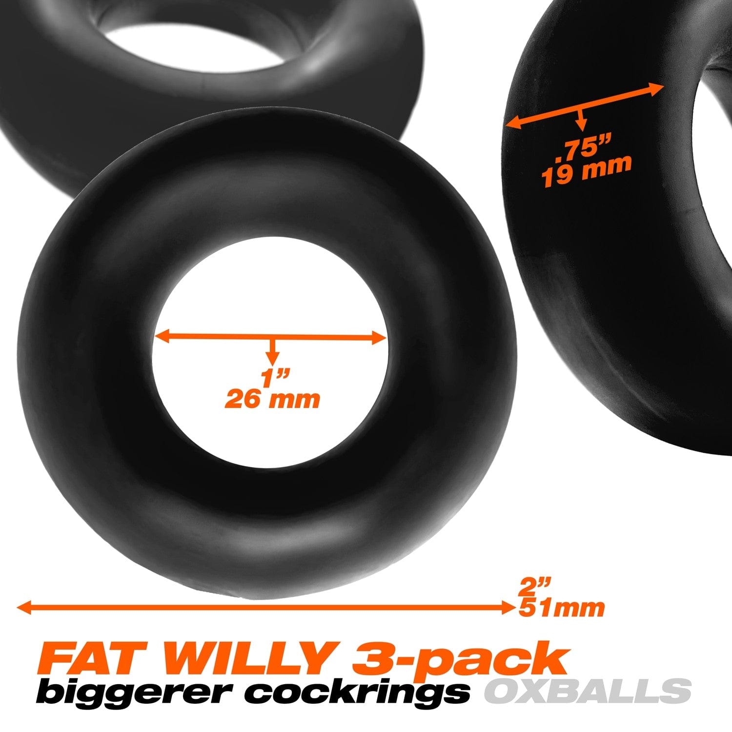 Oxballs Jumbo Three - Pack Fat Willy Cock Rings Set