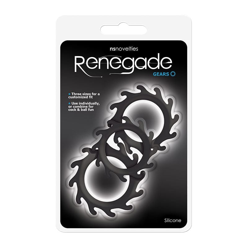 NS Novelties Renegade Gears Three - Piece Set of Super - Stretchy Silicone Cock Rings