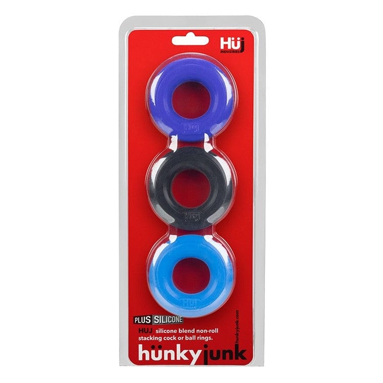 Hunkyjunk Premium Stretch-Fit Cobalt C-Ring Set of 3