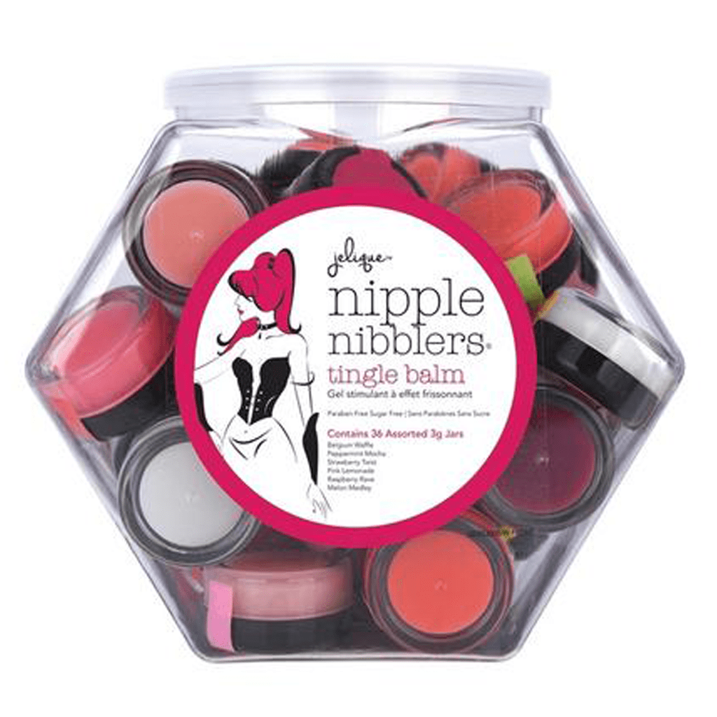Jelique Brand Nipple Nibblers Sour Tingle Pleasure Balm in a Mixed Bowl for Foreplay Enhancement