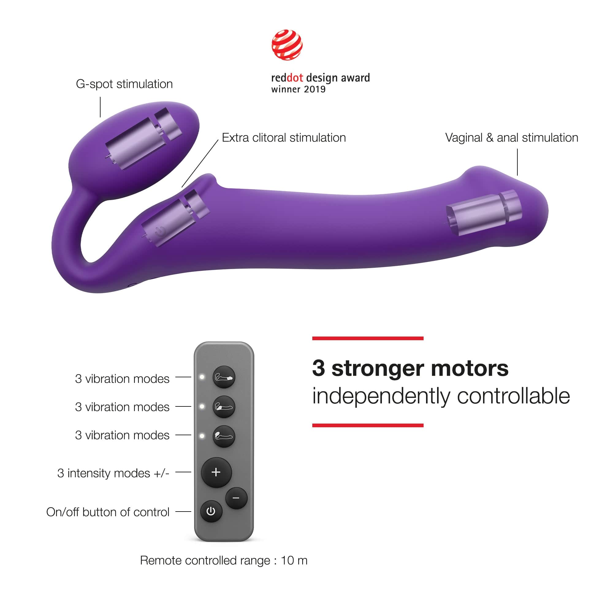 Large-Sized Bendable and Vibrating Strap-On for Couples by Strap On Me
