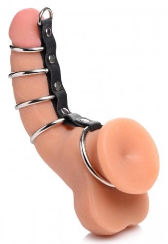 Hell Gates Style Strict Leather Male Chastity Device with Reinforced Metal Spine Cock Ring