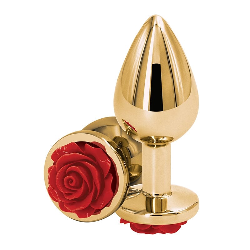 NS Novelties Lightweight Chrome-plated Rose Medium Rear Anal Plug