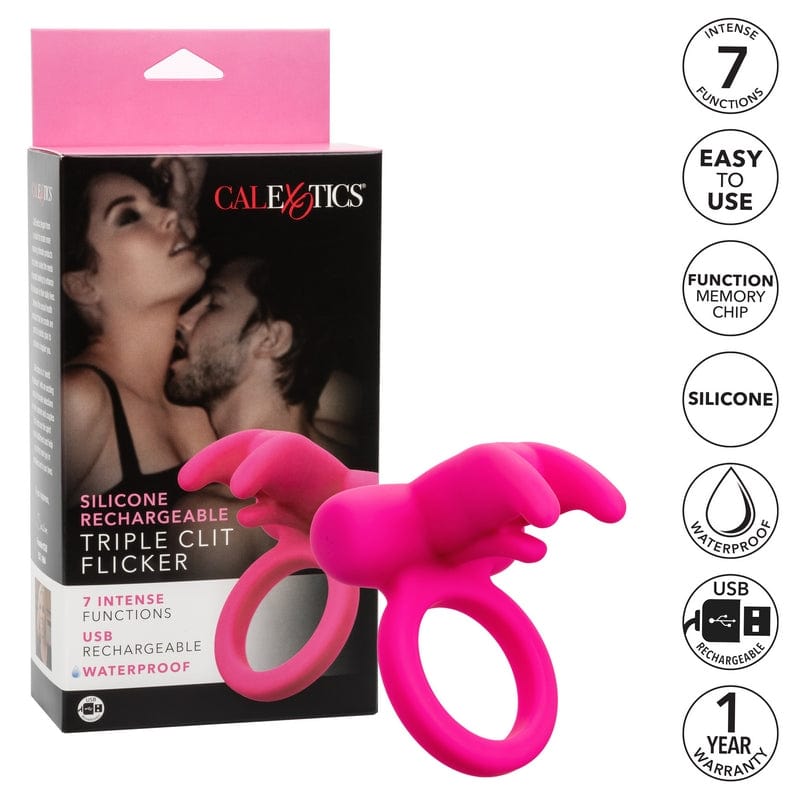 Calexotics Premium Silicone Triple Clit Flicker Pleasure Ring for Enhanced Intimacy