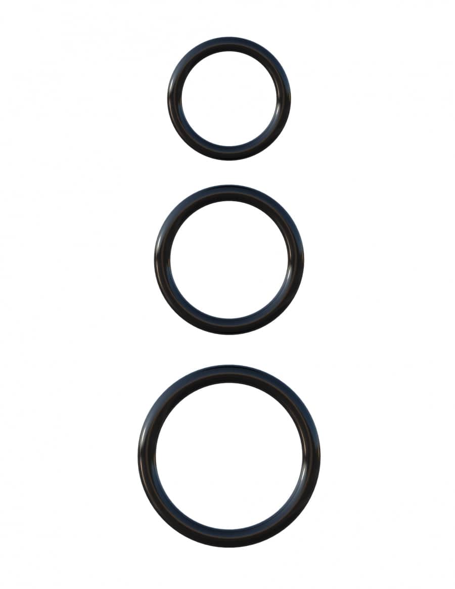 Pipedream Products Fantasy C-Ringz 3-Piece Stamina Cock Ring Set in Classic Black for Men
