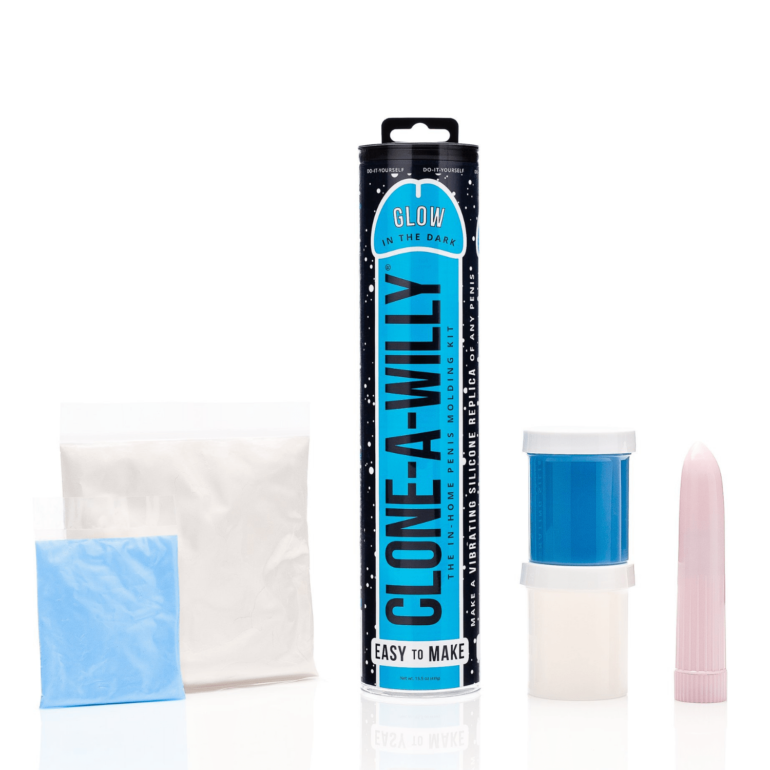 Empire Labs Glow-in-the-Dark Blue Vibrating Penis Replica Kit - An Exact Silicone Casting Kit for Personalized Pleasure