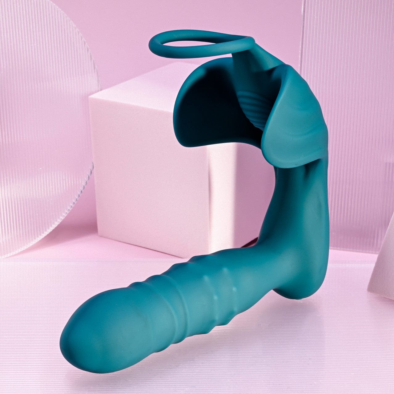 Playboy's Exciting Thrusting Beaded Butt Plug with Vibrating Ball Ring