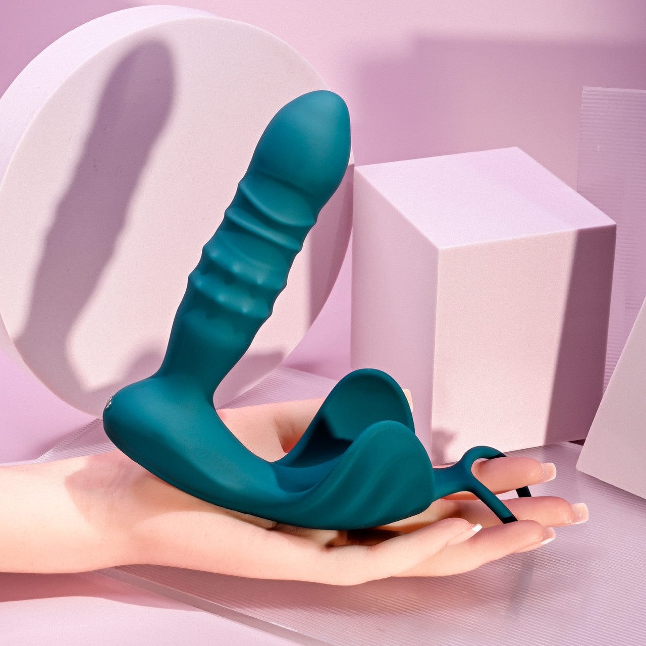 Playboy's Exciting Thrusting Beaded Butt Plug with Vibrating Ball Ring