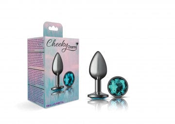 Alluring Gunmetal Grey and Teal Gemstone - Adorned Metal Butt Plug by Cheeky Charms