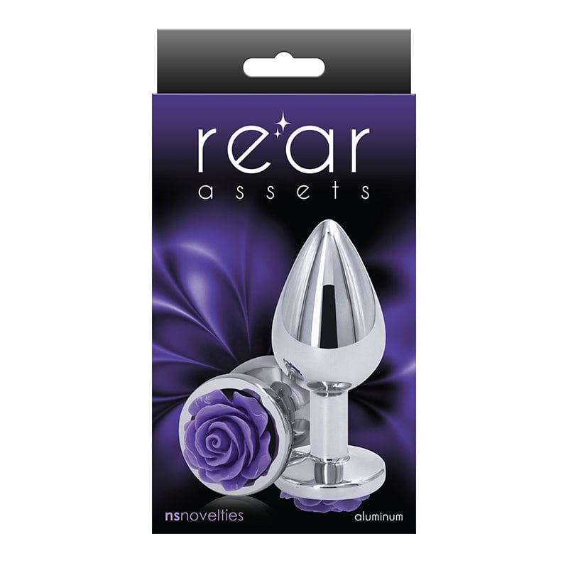 NS Novelties Lightweight Chrome-plated Rose Medium Rear Anal Plug