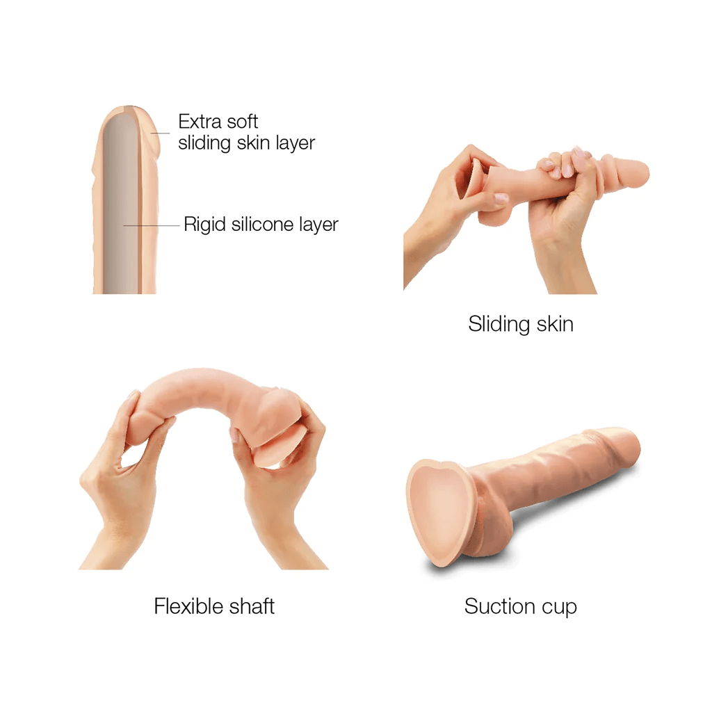 Large Vanilla Strap On Me Realistic Sliding Skin Dildo for Intense Pleasure