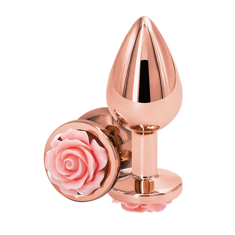 NS Novelties Lightweight Chrome-plated Rose Medium Rear Anal Plug