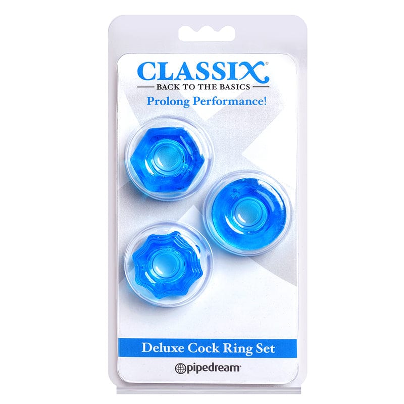 Pipedream Products Blue Deluxe Set of Ultra - stretchy Couples Cock Rings