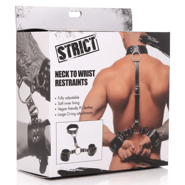 Premium Vegan-Friendly Strict Neck-to-Wrist Bondage Restraints for BDSM Play