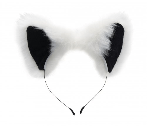 Tailz Premium White Fox Tail Anal Plug and Matching Faux Fur Ears Set for Adult Role - Play