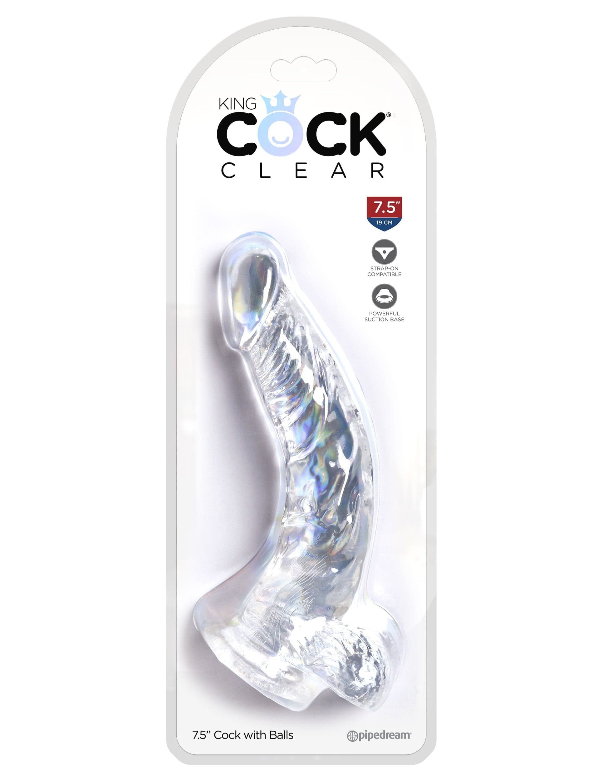Pipedream Products Translucent King Cock Sex Toy - 7.5 Inches with Realistic Balls