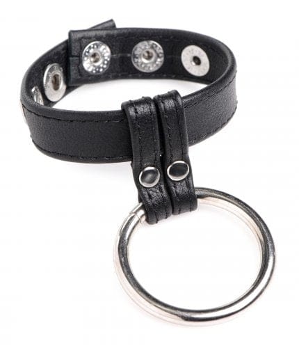 Adjustable Leather and Steel Cock and Ball Ring for Intense Pleasure