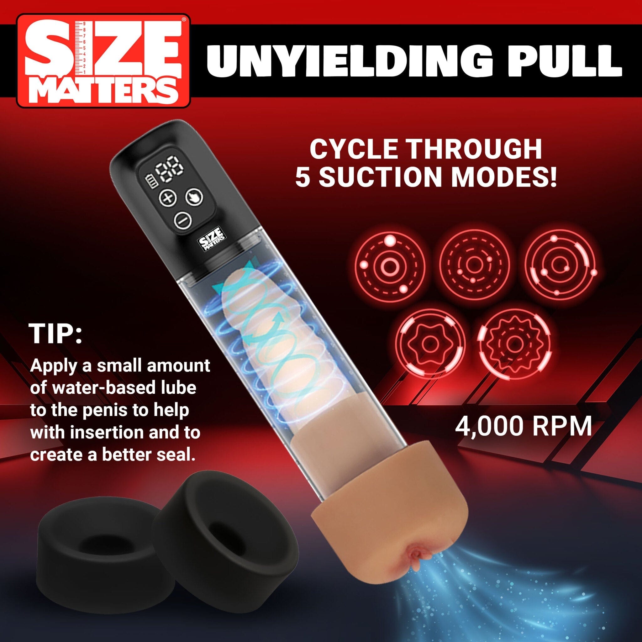 XR Brands Size Enhancement 5X Sucking Penis Pump Set With Various Attachments for Ultimate Pleasure