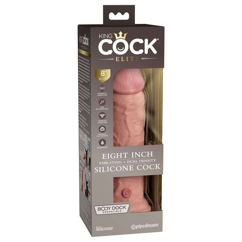 Pipedream King Cock Elite 8-Inch Vibrating Silicone Realistic Cock with Light