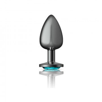 Alluring Gunmetal Grey and Teal Gemstone - Adorned Metal Butt Plug by Cheeky Charms