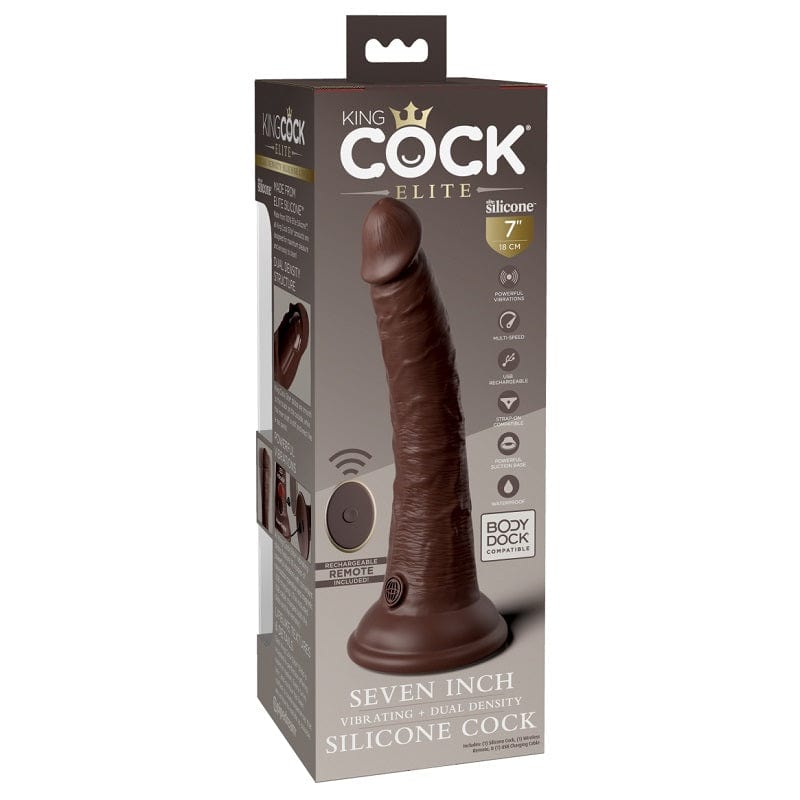 Pipedream King Cock Elite 7-Inch Brown Vibrating Silicone Dildo