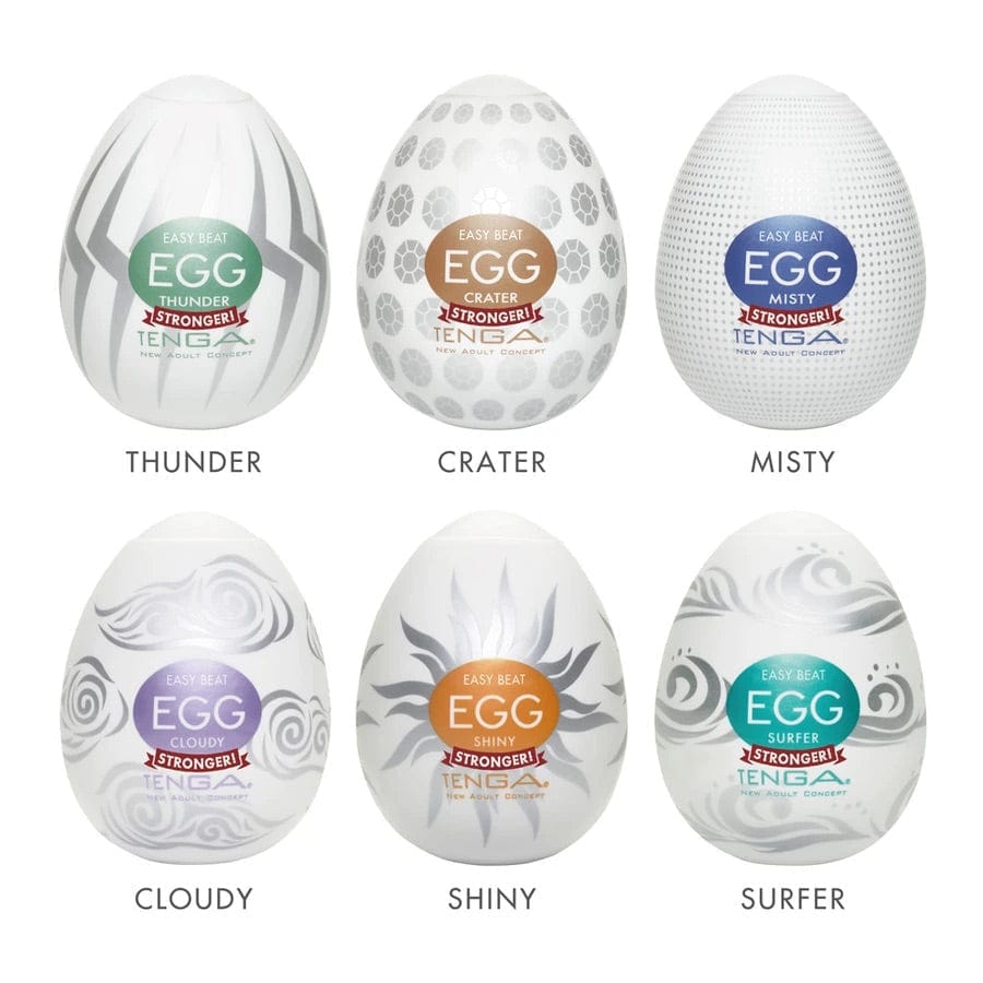 Tenga 6-Pack of Disposable Hard Boiled Egg Masturbators with Diverse Designs