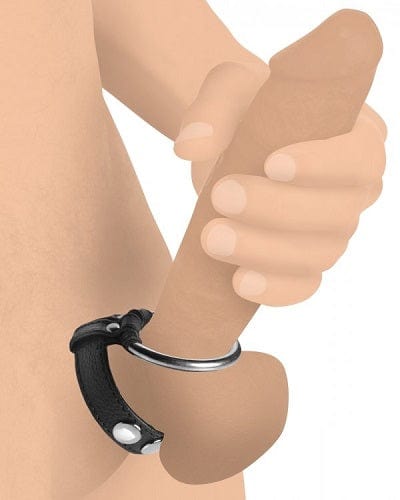 Adjustable Leather and Steel Cock and Ball Ring for Intense Pleasure