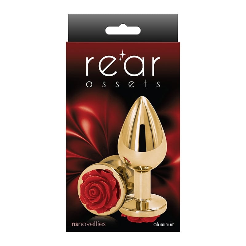 NS Novelties Lightweight Chrome-plated Rose Medium Rear Anal Plug
