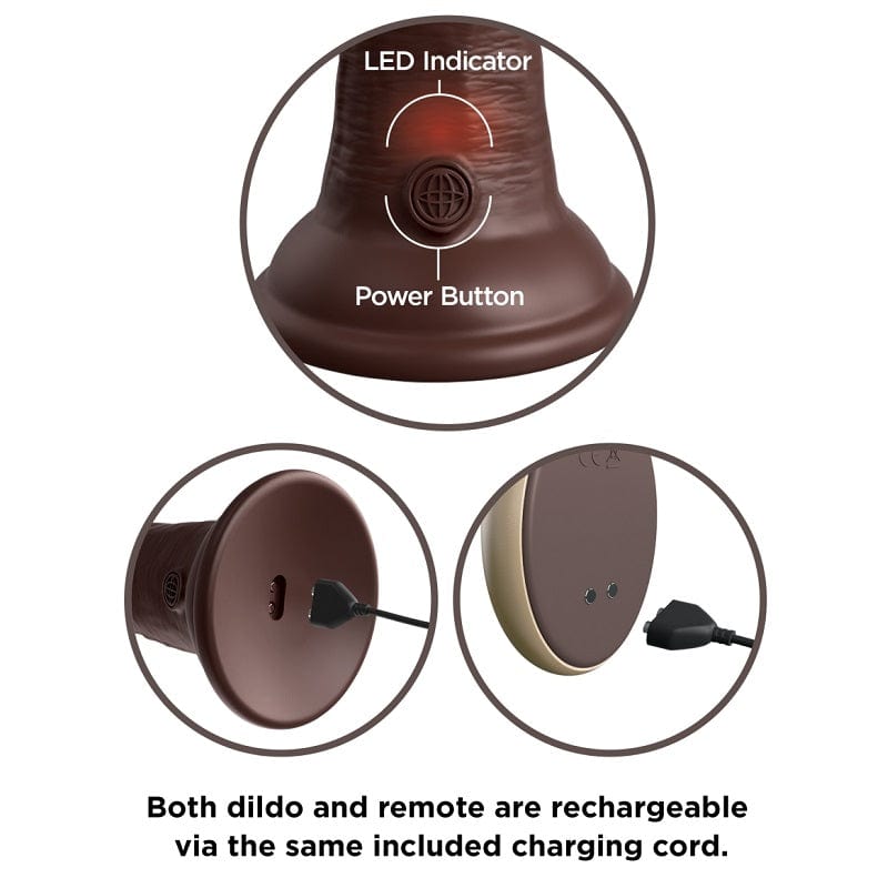Pipedream King Cock Elite 9-Inch Brown Vibrating Silicone Dildo with Remote