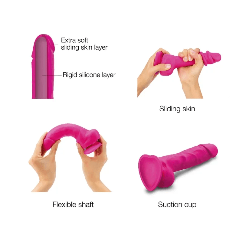 Fuchsia Sliding Skin Realistic Strap - On Dildo for Lifelike Pleasure