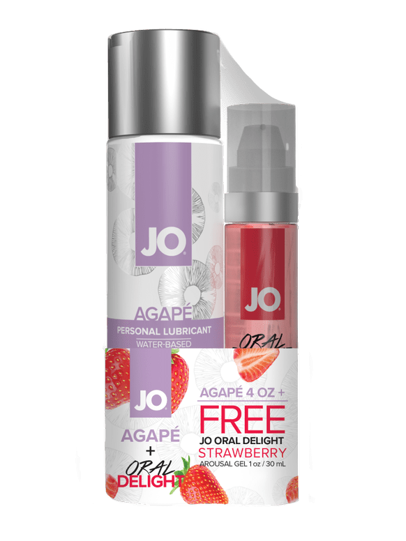 System JO Agape Premium Personal Lubricant Combined with Oral Delight Strawberry Flavored Arousal Gel for Enhanced Intimacy