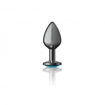 Alluring Gunmetal Grey and Teal Gemstone - Adorned Metal Butt Plug by Cheeky Charms