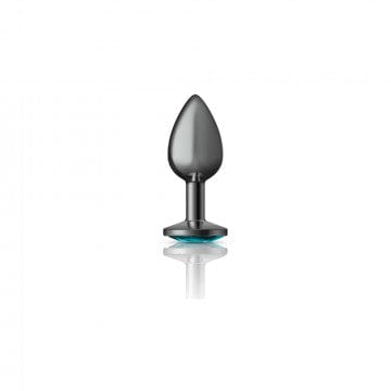 Alluring Gunmetal Grey and Teal Gemstone - Adorned Metal Butt Plug by Cheeky Charms