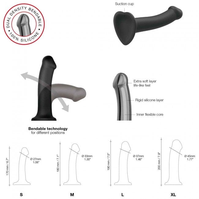 Black Bendable Dual - Density Strap - On Dildo for Ultimate Pleasure