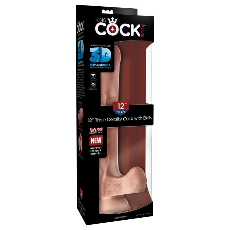 Pipedream King Cock Plus 12-Inch Triple Density Beige Cock with Balls