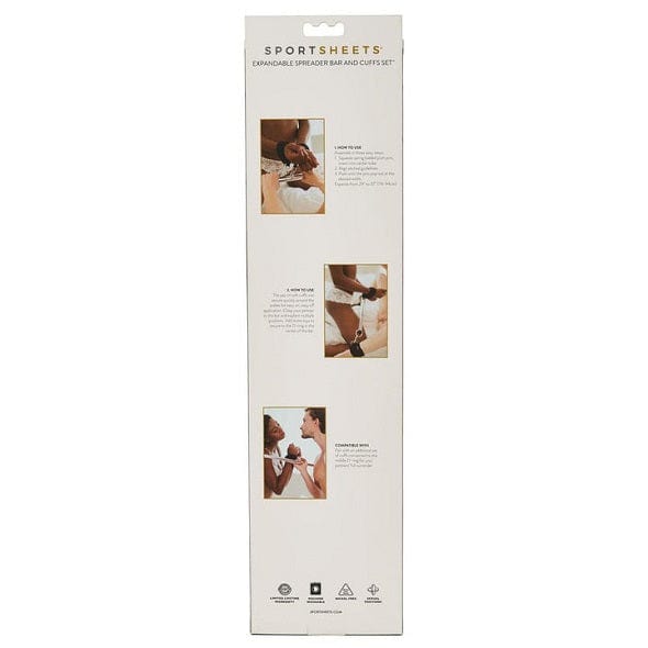 Sportsheets Adjustable Expandable Spreader Bar with Cuff Set for Easy Storage