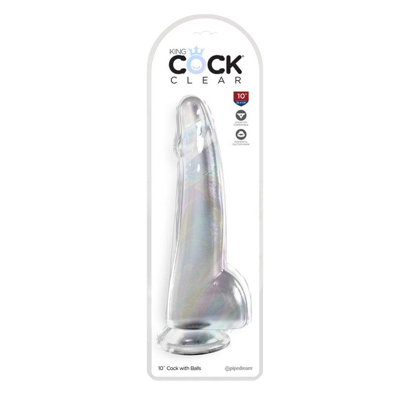 Transparent Clear King Cock 10-Inch Pleasure Dildo with Realistic Balls by Pipedream Products