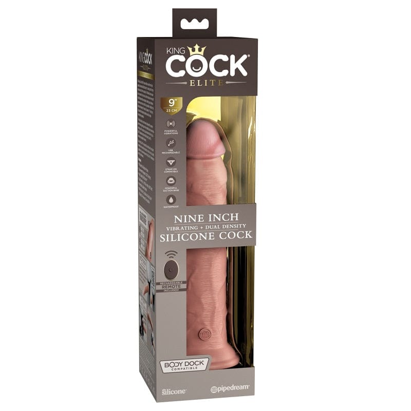 Pipedream Products King Cock Elite 9 - Inch Vibrating Silicone Male Sex Toy with Remote - Controlled Lighting Function