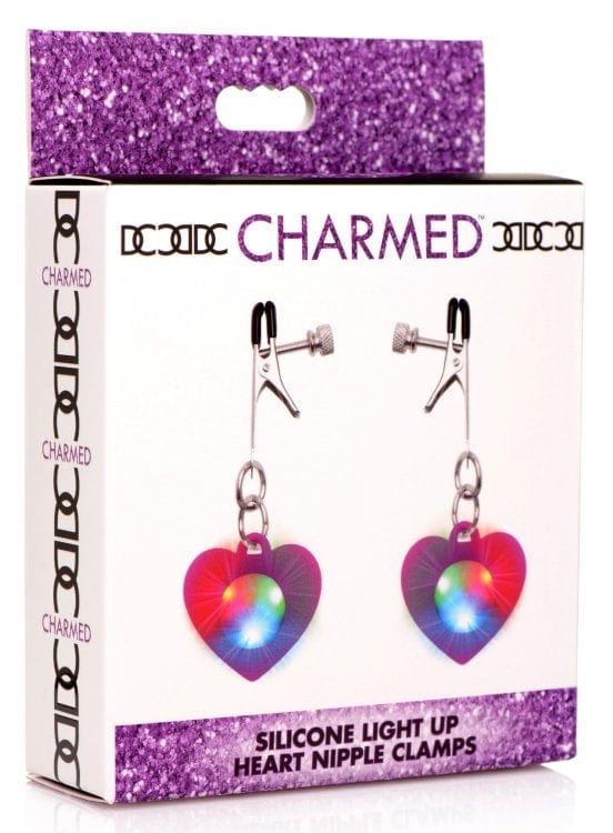 Enchanted Silicone Illuminated Heart-Shaped Nipple Clamps for Bedroom Fun