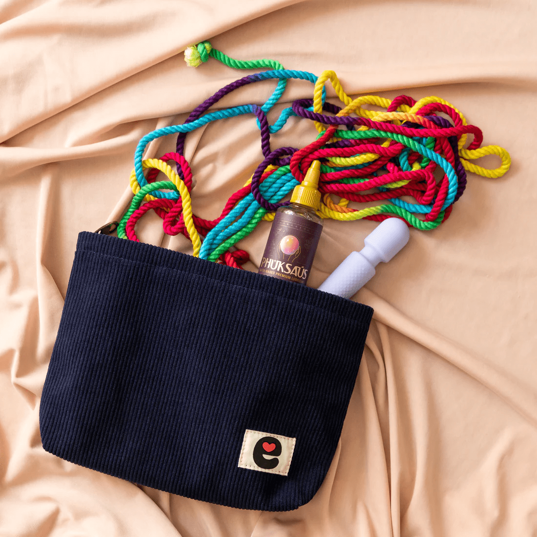 Stylish Midnight Blue Corduroy Emojibator Intimate Pleasure Storage Pouch