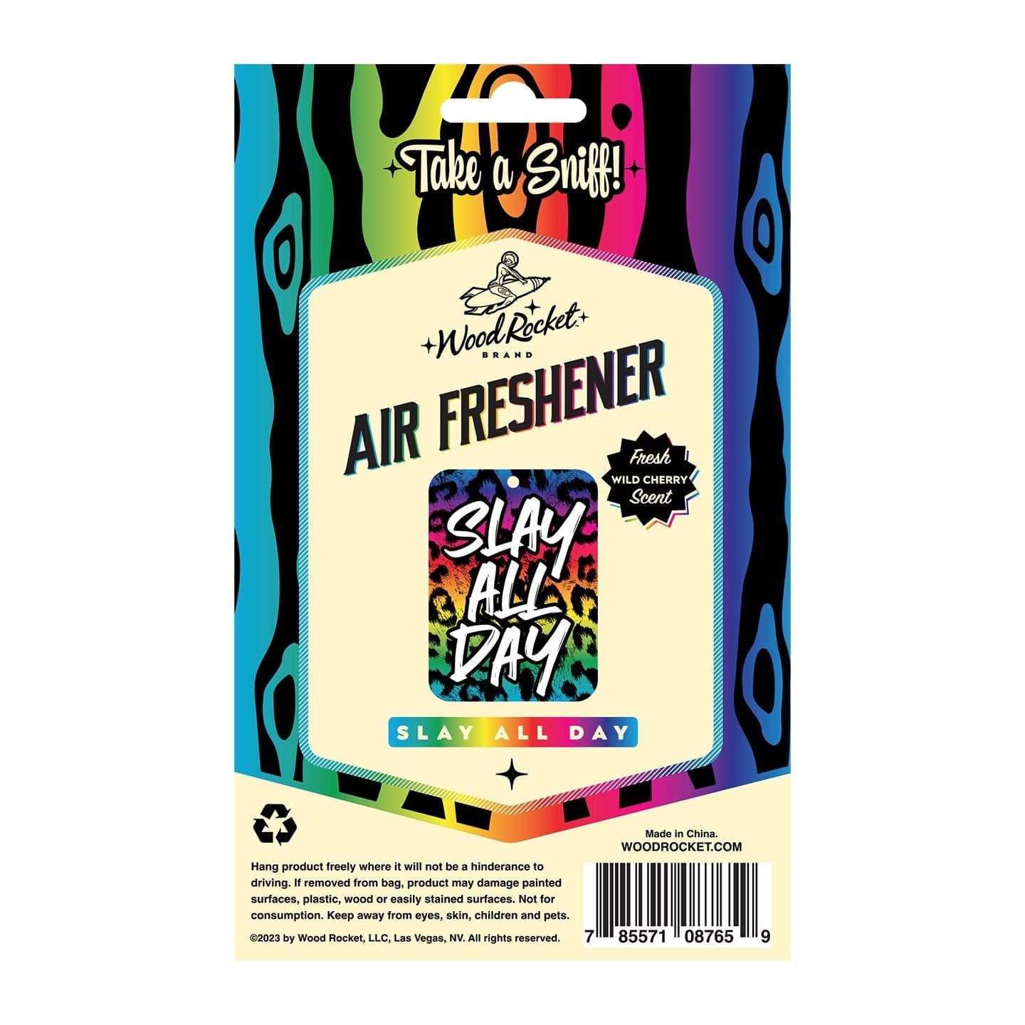 High - quality Wood Rocket Wild Cherry Air Freshener with Leopard Print